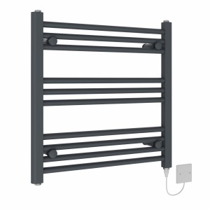 Bergen 600 x 600mm Anthracite Straight Electric Heated Towel Rail