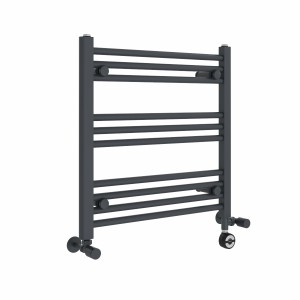 Bergen 600 x 600mm Dual Fuel Straight Anthracite Thermostatic Electric Heated Towel Rail