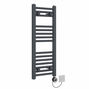 Bergen 800 x 300mm Straight Anthracite Thermostatic Electric Heated Towel Rail with Black Terma Element