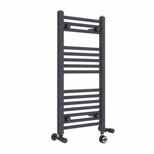 Bergen 800 x 400mm Dual Fuel Straight Anthracite Thermostatic Electric Heated Towel Rail