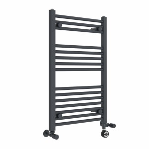 Bergen 800 x 500mm Dual Fuel Straight Anthracite Thermostatic Electric Heated Towel Rail