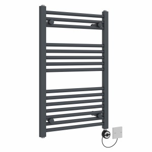 Bergen 800 x 500mm Straight Anthracite Thermostatic Electric Heated Towel Rail with Black Terma Element
