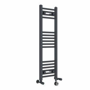 Bergen 1000 x 300mm Dual Fuel Straight Anthracite Thermostatic Electric Heated Towel Rail