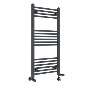 Bergen 1000 x 500mm Dual Fuel Straight Anthracite Thermostatic Electric Heated Towel Rail