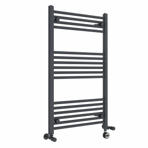 Bergen 1000 x 600mm Dual Fuel Straight Anthracite Thermostatic Electric Heated Towel Rail