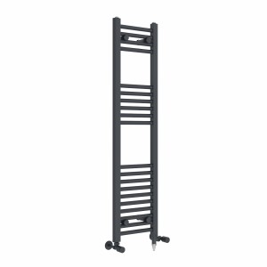 Bergen 1200 x 300mm Dual Fuel Straight Anthracite Electric Heated Towel Rail