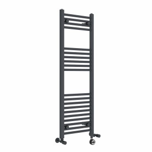 Bergen 1200 x 400mm Dual Fuel Straight Anthracite Thermostatic Electric Heated Towel Rail