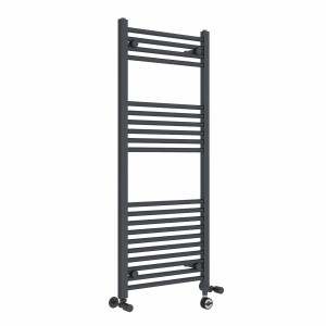Bergen 1200 x 500mm Dual Fuel Straight Anthracite Thermostatic Electric Heated Towel Rail