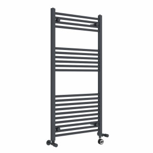 Bergen 1200 x 600mm Dual Fuel Straight Anthracite Thermostatic Electric Heated Towel Rail
