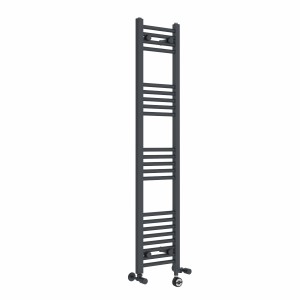 Bergen 1400 x 300mm Dual Fuel Straight Anthracite Thermostatic Electric Heated Towel Rail