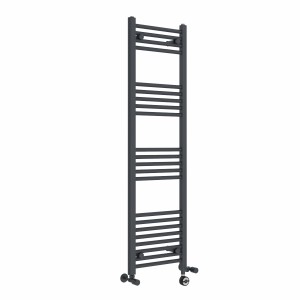 Bergen 1400 x 400mm Dual Fuel Straight Anthracite Thermostatic Electric Heated Towel Rail