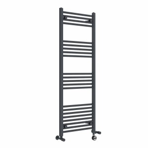 Bergen 1400 x 500mm Dual Fuel Straight Anthracite Thermostatic Electric Heated Towel Rail