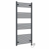 Bergen 1400 x 600mm Straight Anthracite Thermostatic Electric Heated Towel Rail with Black Terma Element