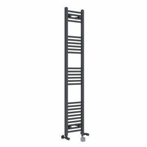 Bergen 1600 x 300mm Dual Fuel Straight Anthracite Thermostatic Bluetooth Electric Heated Towel Rail