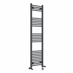 Bergen 1600 x 400mm Dual Fuel Straight Anthracite Thermostatic Bluetooth Electric Heated Towel Rail