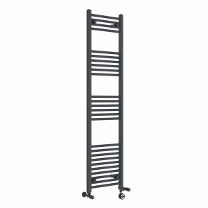 Bergen 1600 x 400mm Dual Fuel Straight Anthracite Thermostatic Electric Heated Towel Rail