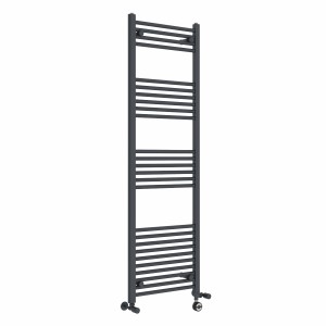 Bergen 1600 x 500mm Dual Fuel Straight Anthracite Thermostatic Electric Heated Towel Rail