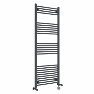 Bergen 1600 x 600mm Dual Fuel Straight Anthracite Thermostatic Bluetooth Electric Heated Towel Rail
