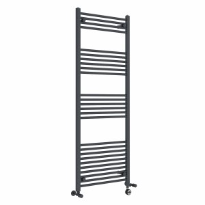 Bergen 1600 x 600mm Dual Fuel Straight Anthracite Thermostatic Electric Heated Towel Rail