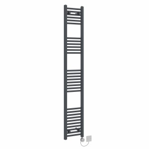 Bergen 1800 x 300mm Straight Anthracite Thermostatic Electric Heated Towel Rail with Chrome Terma Element