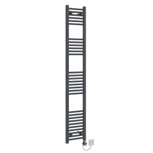 Bergen 1800 x 300mm Straight Anthracite Thermostatic Electric Heated Towel Rail with Black Terma Element