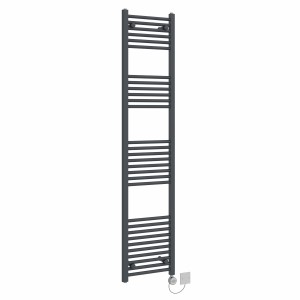 Bergen 1800 x 400mm Straight Anthracite Thermostatic Electric Heated Towel Rail with Chrome Terma Element