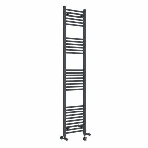 Bergen 1800 x 400mm Dual Fuel Straight Anthracite Thermostatic Electric Heated Towel Rail