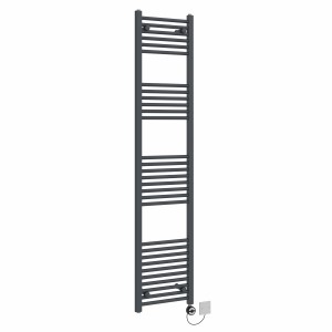 Bergen 1800 x 400mm Straight Anthracite Thermostatic Electric Heated Towel Rail with Black Terma Element