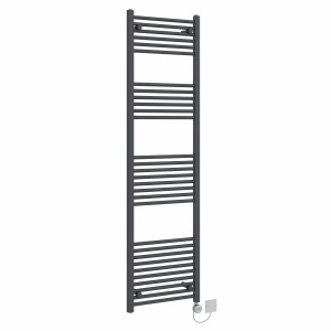 Bergen 1800 x 500mm Straight Anthracite Thermostatic Electric Heated Towel Rail with Chrome Terma Element