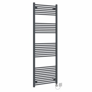 Bergen 1800 x 600mm Straight Anthracite Thermostatic Electric Heated Towel Rail with Chrome Terma Element
