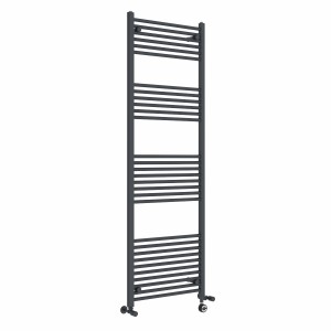 Bergen 1800 x 600mm Dual Fuel Straight Anthracite Thermostatic Electric Heated Towel Rail