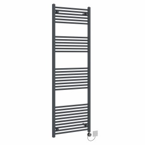 Bergen 1800 x 600mm Straight Anthracite Thermostatic Electric Heated Towel Rail with Black Terma Element