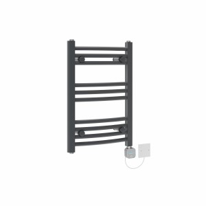 Fjord 600 x 400mm Curved Anthracite NEX Thermostatic Bluetooth Electric Heated Towel Rail