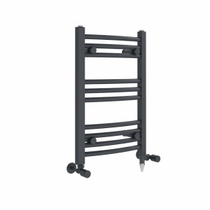 Fjord 600 x 400mm Dual Fuel Curved Anthracite Electric Heated Towel Rail