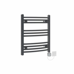Fjord 600 x 500mm Curved Anthracite NEX Thermostatic Bluetooth Electric Heated Towel Rail