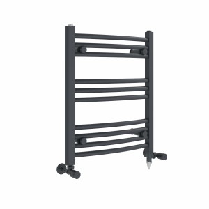 Fjord 600 x 500mm Dual Fuel Curved Anthracite Electric Heated Towel Rail