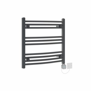 Fjord 600 x 600mm Curved Anthracite NEX Thermostatic Bluetooth Electric Heated Towel Rail