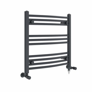 Fjord 600 x 600mm Dual Fuel Curved Anthracite Electric Heated Towel Rail