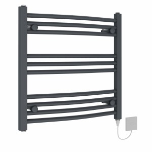 Fjord 600 x 600mm Anthracite Curved Electric Heated Towel Rail