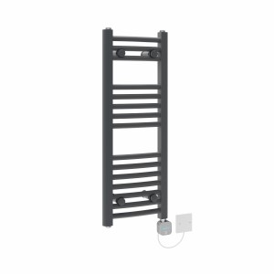 Fjord 800 x 300mm Curved Anthracite NEX Thermostatic Bluetooth Electric Heated Towel Rail