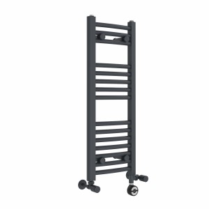 Fjord 800 x 300mm Dual Fuel Curved Anthracite Thermostatic Electric Heated Towel Rail