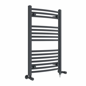 Fjord 800 x 500mm Dual Fuel Curved Anthracite Electric Heated Towel Rail