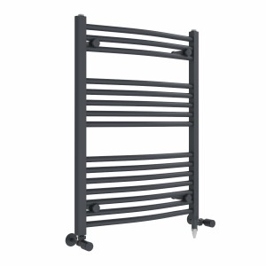Fjord 800 x 600mm Dual Fuel Curved Anthracite Electric Heated Towel Rail