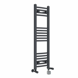 Fjord 1000 x 300mm Dual Fuel Curved Anthracite Thermostatic Bluetooth Electric Heated Towel Rail