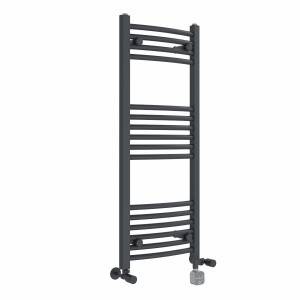 Fjord 1000 x 400mm Dual Fuel Curved Anthracite Thermostatic Bluetooth Electric Heated Towel Rail