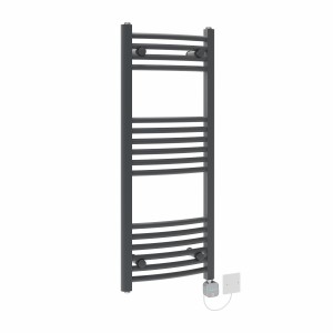 Fjord 1000 x 400mm Curved Anthracite NEX Thermostatic Bluetooth Electric Heated Towel Rail