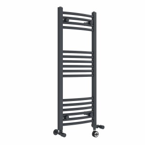 Fjord 1000 x 400mm Dual Fuel Curved Anthracite Thermostatic Electric Heated Towel Rail