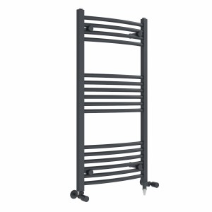 Fjord 1000 x 500mm Dual Fuel Curved Anthracite Electric Heated Towel Rail