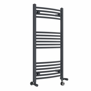 Fjord 1000 x 500mm Dual Fuel Curved Anthracite Thermostatic Electric Heated Towel Rail