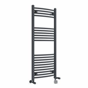 Fjord 1200 x 500mm Dual Fuel Curved Anthracite Thermostatic Bluetooth Electric Heated Towel Rail